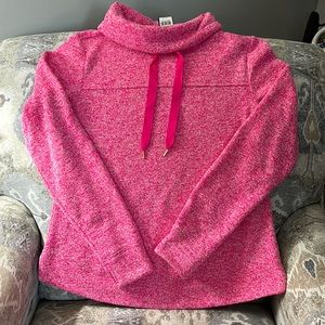 NWT Crown & Ivy Funnel Neck Sweater Fleece Pullover Sz S Pink Marbled Th…